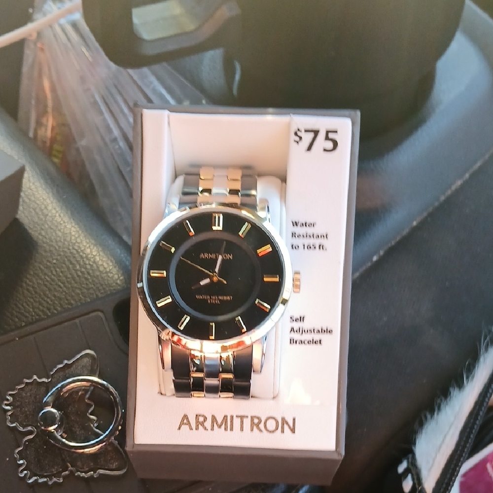 Armitron Men's Black and Silver Watch